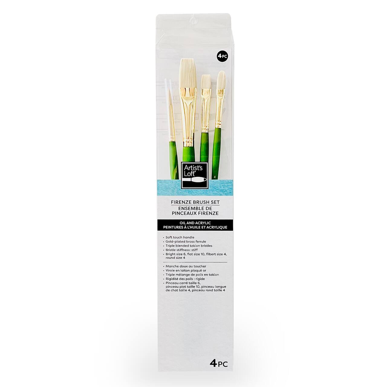 6 Pack: Firenze 4-Piece Oil & Acrylic Brush Set No.2 by Artist's Loft®